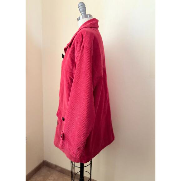 Jantzen Petite Red Corduroy Toggle Coat Lined Jacket Women’s Size L Large - Picture 3 of 6